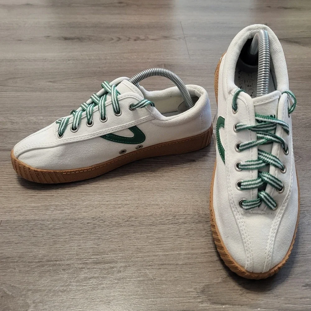 Tretorn Nylite Plus‎ Canvas Sneakers Mens White Green Low Top Tennis Shoes 6.5